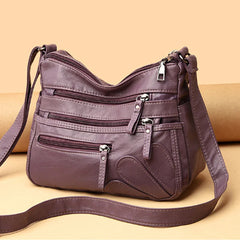 Vintage Leather Shoulder Bag Crossbody Classic Messenger Pack Brown