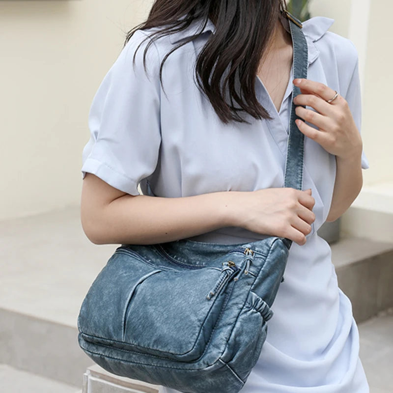 Vintage Leather Shoulder Bag Crossbody Handbag