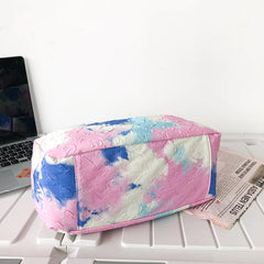 Women Shoulder Bag Tie-Dye Contrast Nylon Wide Strap Messenger Bag