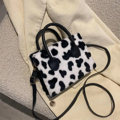 Women Shoulder Bag Plush Handbag Leopard Print Crossbody Winter Style