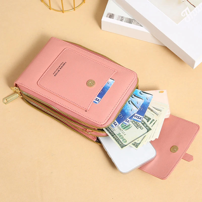 Soft Leather Touch Screen Phone Purse Crossbody Handbag