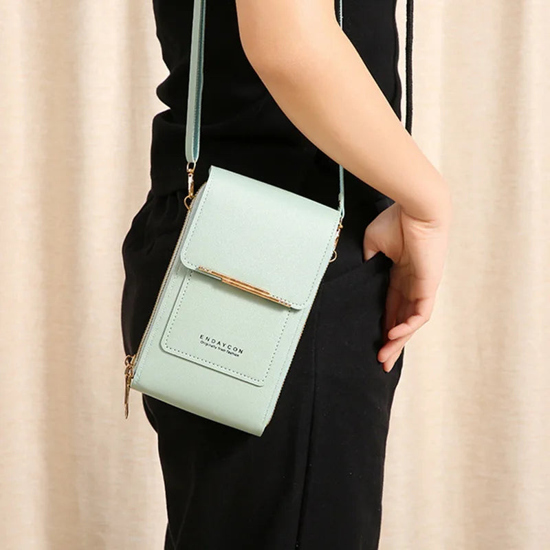 Soft Leather Touch Screen Cell Phone Purse Handbag
