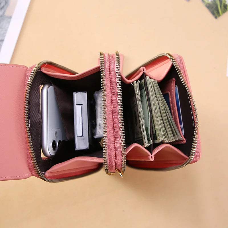Soft Leather Wallets Touch Screen Cell Phone Purse Crossbody