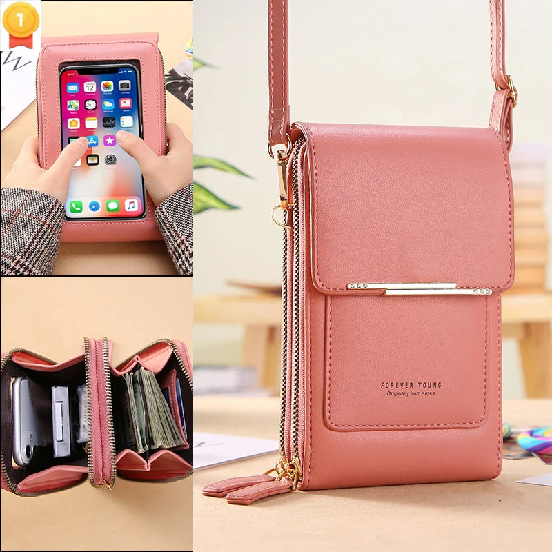 Soft Leather Wallets Touch Screen Cell Phone Purse Crossbody