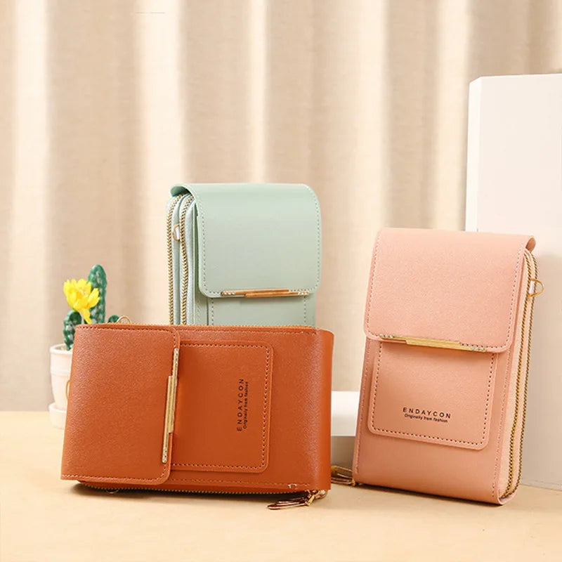 Soft Leather Touch Screen Cell Phone Purse Crossbody Handbag