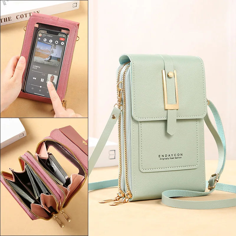 Soft Leather Wallet Crossbody Shoulder Handbag