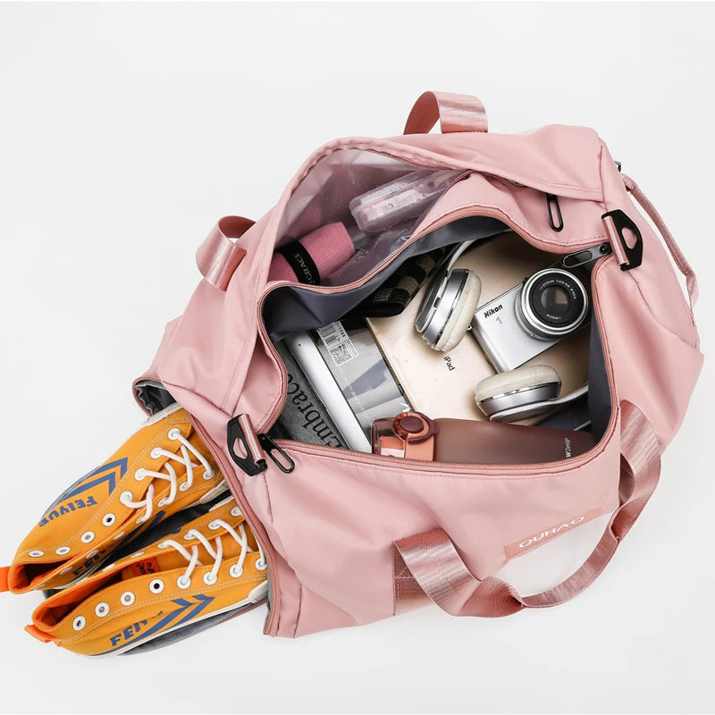 Women Sport Travel Bag Casual Shoulder Handbag Messenger Shoe Compartment