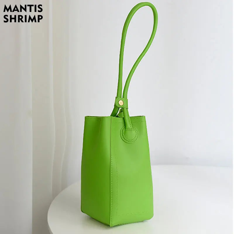 Barrel Shaped Tote Bag PU Leather Women's Handbag Solid Shoulder Bag