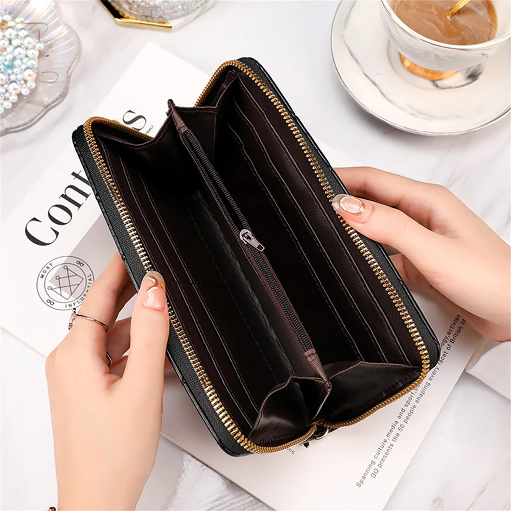 Leather Clutch Phone Bag Long Ladies Purse Wallets