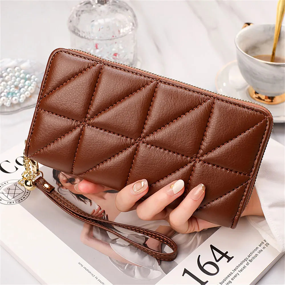 Leather Clutch Phone Bag Long Ladies Purse Wallets