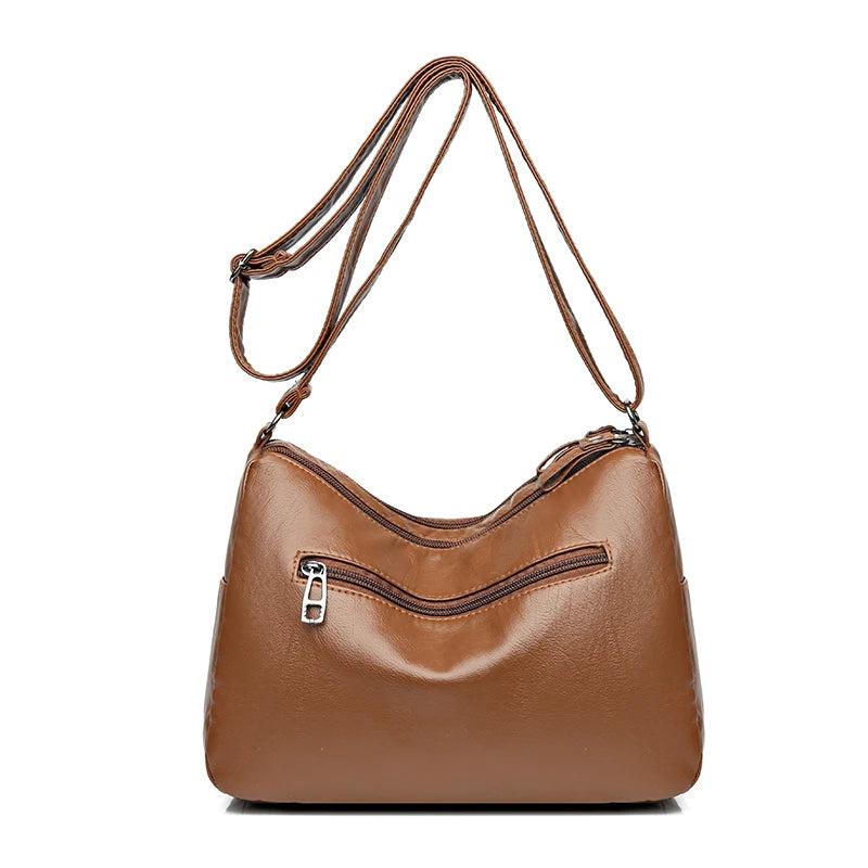 Women Crossbody Bag Large Capacity Tote Shoulder Bag Retro PU Handbag
