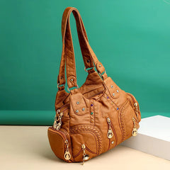 Women Bags Vintage Soft PU Casual Travel Bags Large Handbags