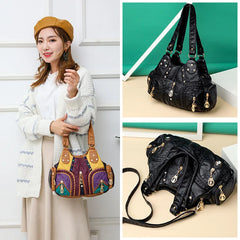 Women Bags Vintage Soft PU Casual Travel Bags Large Handbags