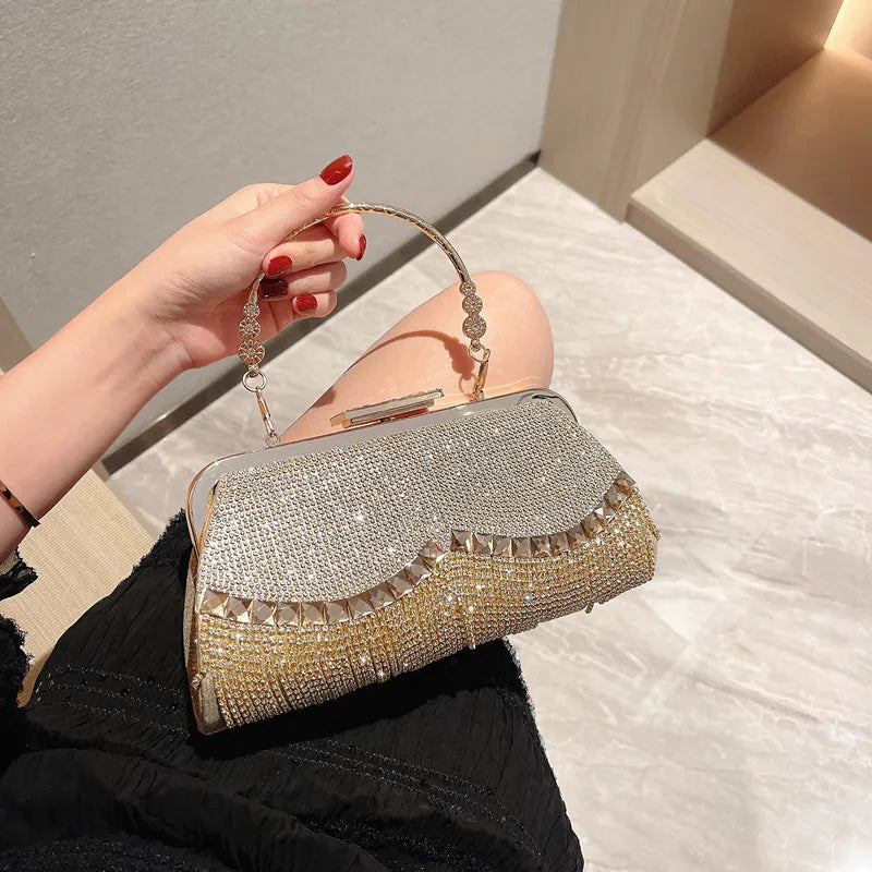 Diamond-Studded Tassel Evening Bags Wedding Purse Dress Beaded Clutch