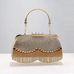Women Banquet Handbags Diamond-Studded Tassel Evening Bags Wedding Purse