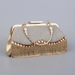 Women Banquet Handbags Diamond-Studded Tassel Evening Bags Wedding Purse