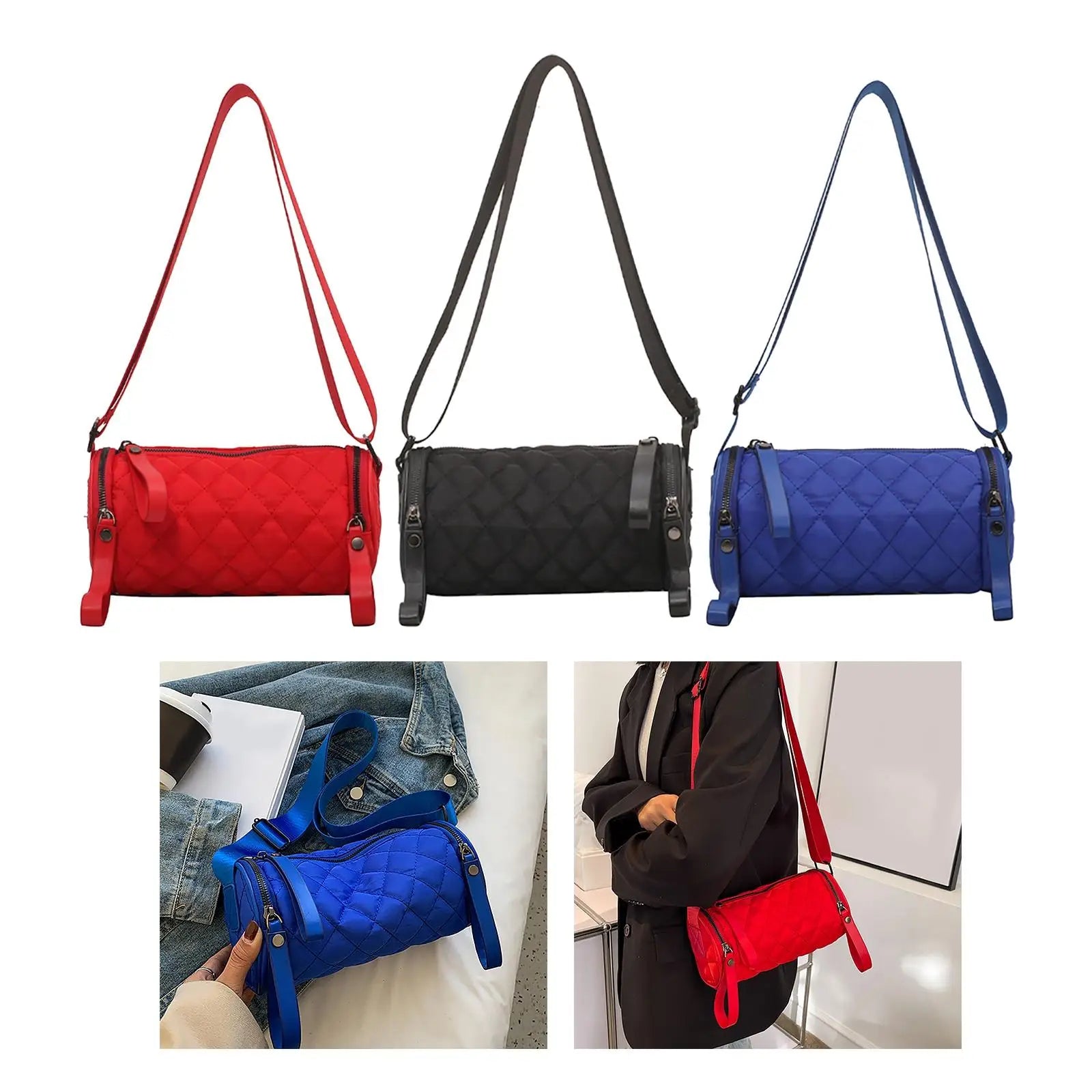 Women Barrel Shoulder Bag Satchel Purses Crossbody Cylinder Bag