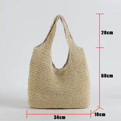 Women Beach Bags Straw Shoulder Travel Tote Large Handbags