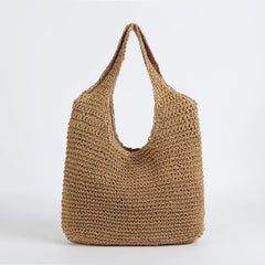 Woven Straw Beach Bag for Women Summer Travel Tote Large Cosmetic Bucket