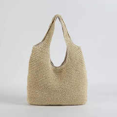 Woven Straw Beach Bag for Women Summer Travel Tote Large Cosmetic Bucket
