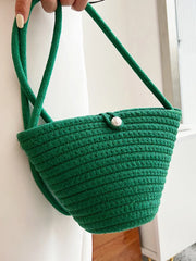 Women Beach Bucket Bag Straw Woven Purses Handbags Crochet Knitting