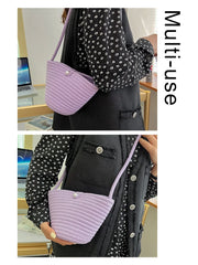 Women Beach Bucket Bag Straw Woven Purses Handbags Crochet Knitting