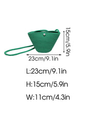 Women Beach Bucket Bag Straw Woven Purses Handbags Crochet Knitting