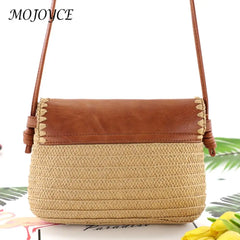 Women Beach Hand-woven Shoulder Bag Lady Vacation Small Messenger Bag
