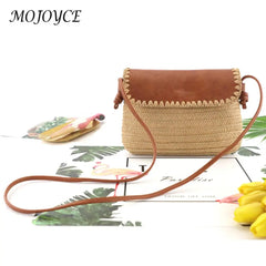 Women Beach Hand-woven Shoulder Bag Lady Vacation Small Messenger Bag