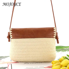 Women Beach Hand-woven Shoulder Bag Lady Vacation Small Messenger Bag