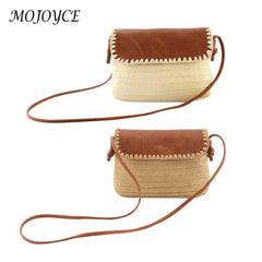 Women Beach Hand-woven Shoulder Bag Lady Vacation Small Messenger Bag