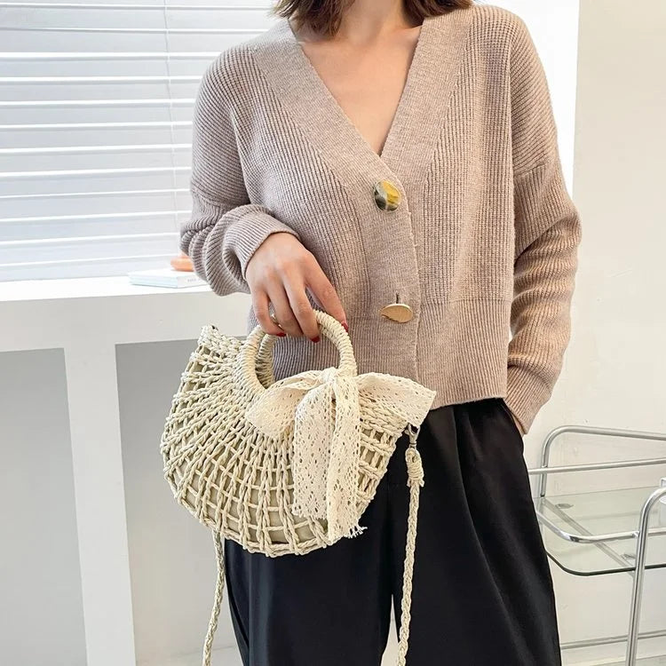 Women Beach Woven Straw Shoulder Messenger Bag Crossbody Handbag