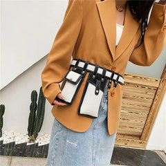 Women Belt Bag Two Pocket Waist Bag Belt Phone Purse Fanny Packs