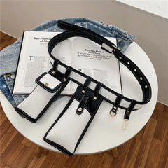 Women Belt Bag Two Pocket Waist Bag Belt Phone Purse Fanny Packs