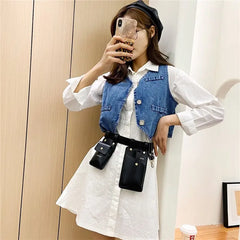 Women Belt Bag Two Pocket Waist Bag Belt Phone Purse Fanny Packs