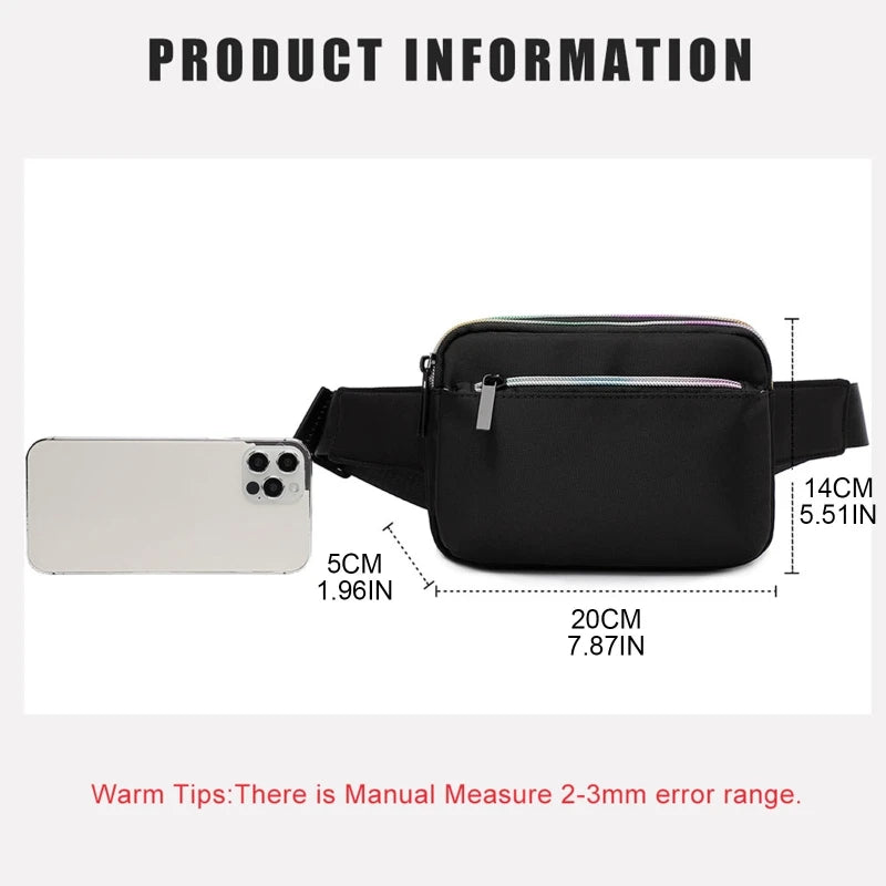 Women Belt Bag Fanny Pack Phone Money Light Sports Waist Bags Zipper Travel