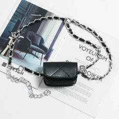 Women Belt Bag Fanny Pack Rhombus Chain Banana Bag for Summer Travel