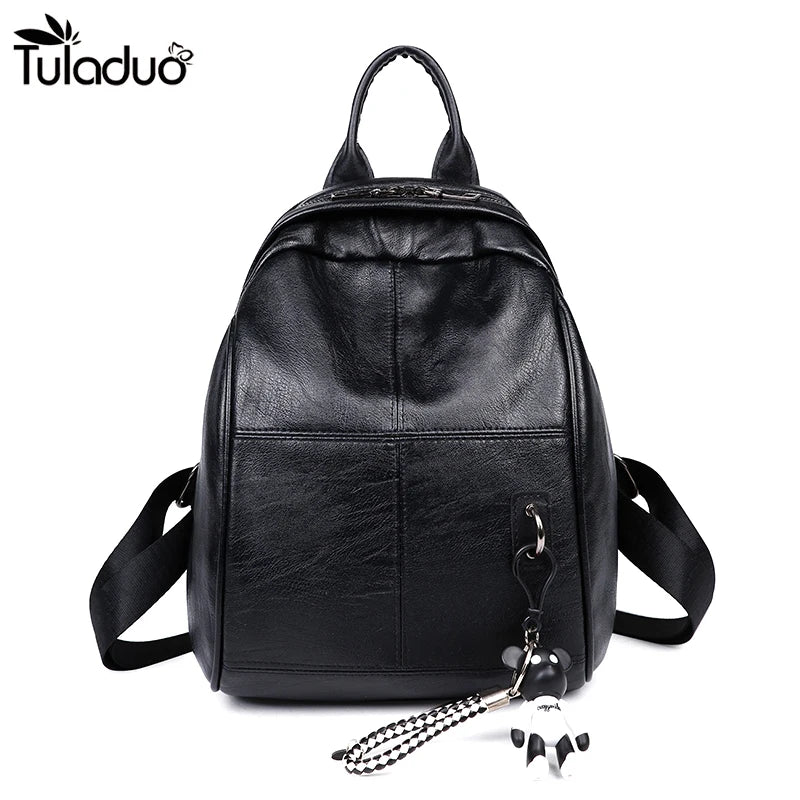 Mini Bear School Backpack Leather Schoolbags For Teenage Girls