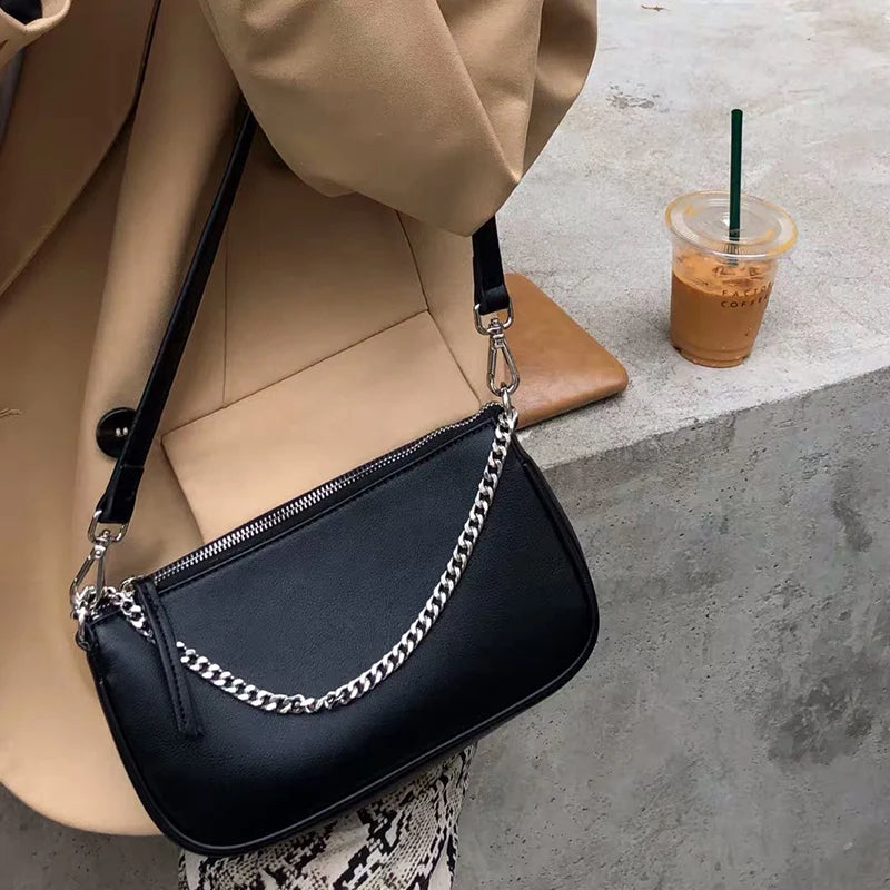 Women Crossbody Bag Retro Chain PU Leather Shoulder Bags Messenger Bag