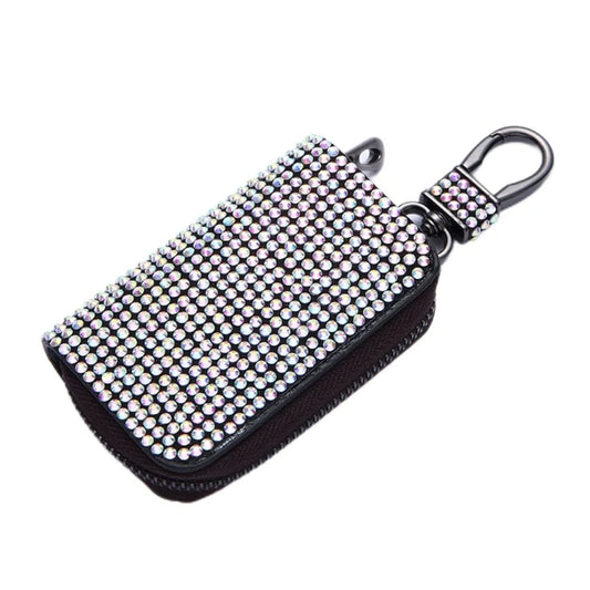Bling Crystal Car Key Case Wallet Rhinestone Keychain Zipper Bag