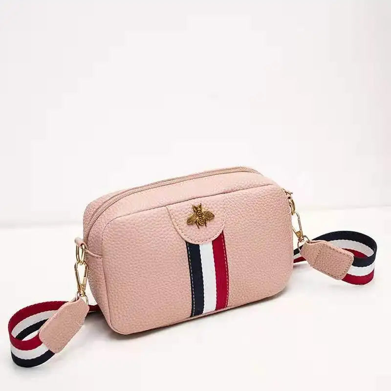 Women Crossbody Shoulder Bag Bee Diamonds Panelled Striped Messenger Bag