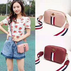 Women Crossbody Shoulder Bag Bee Diamonds Panelled Striped Messenger Bag