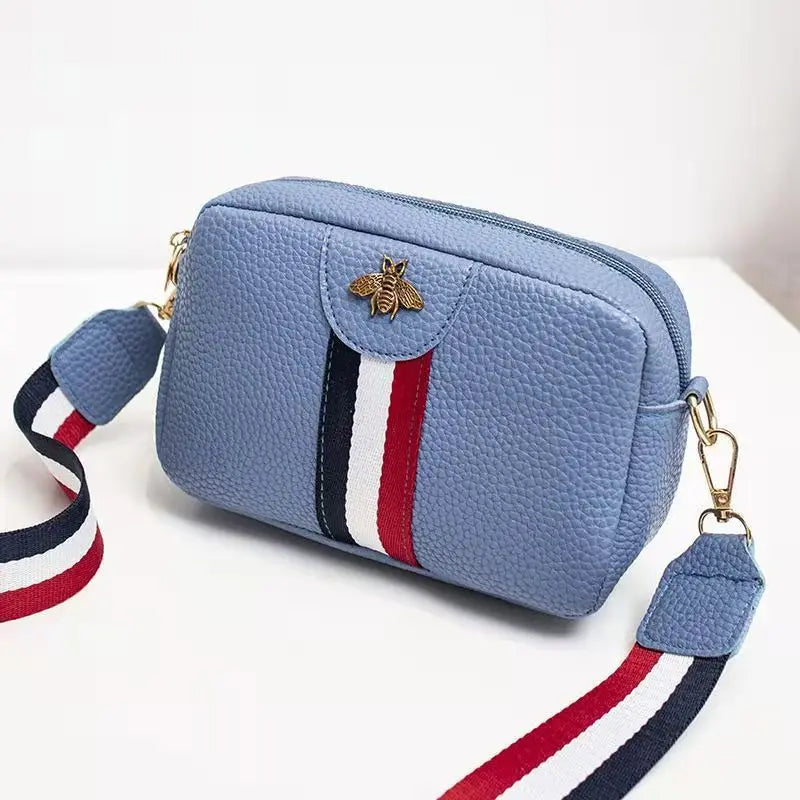 Women Crossbody Shoulder Bag Bee Diamonds Panelled Striped Messenger Bag