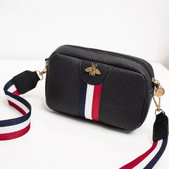 Women Crossbody Shoulder Bag Bee Diamonds Panelled Striped Messenger Bag