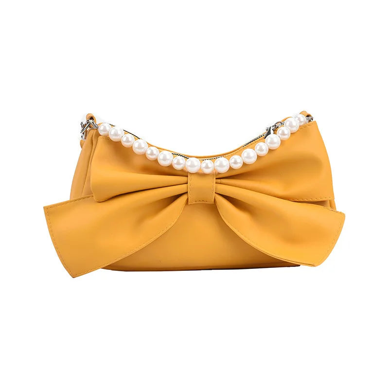 Women Bow Handbag Messenger Bag Soft Leather Shoulder Bag