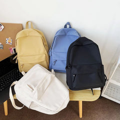 Solid Nylon Backpack for Travel College School Bag