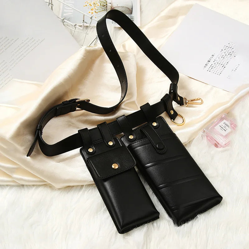 Women Leather Belt Bag High Capacity Waist Pack Waterproof