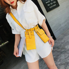 Women Leather Belt Bag High Capacity Waist Pack Waterproof
