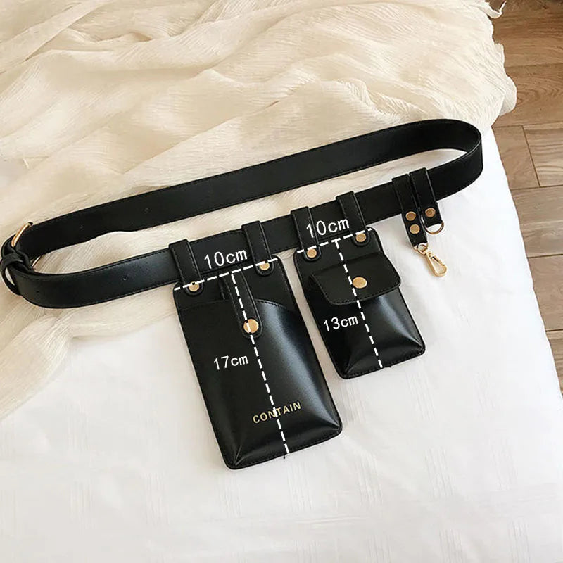 Women Leather Belt Bag High Capacity Waist Pack Waterproof