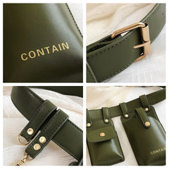 Women Leather Belt Bag High Capacity Waist Pack Waterproof